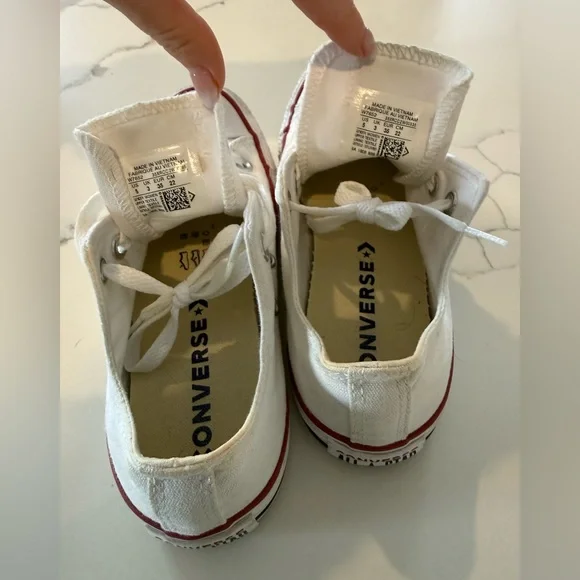 Converse White Canvas Sneakers with Red and Blue Trim - Picture 6 of 7